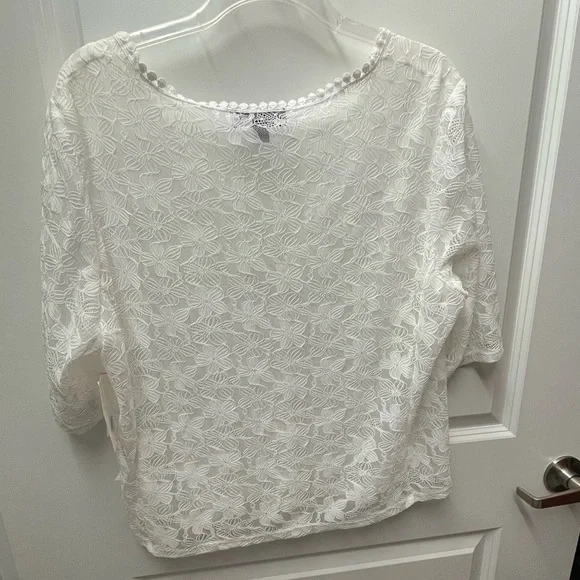 NWT Harper 241,  Ivory Floral Lace V-Neck Shrug Cover-Up, Sz Lge - Picture 8 of 15